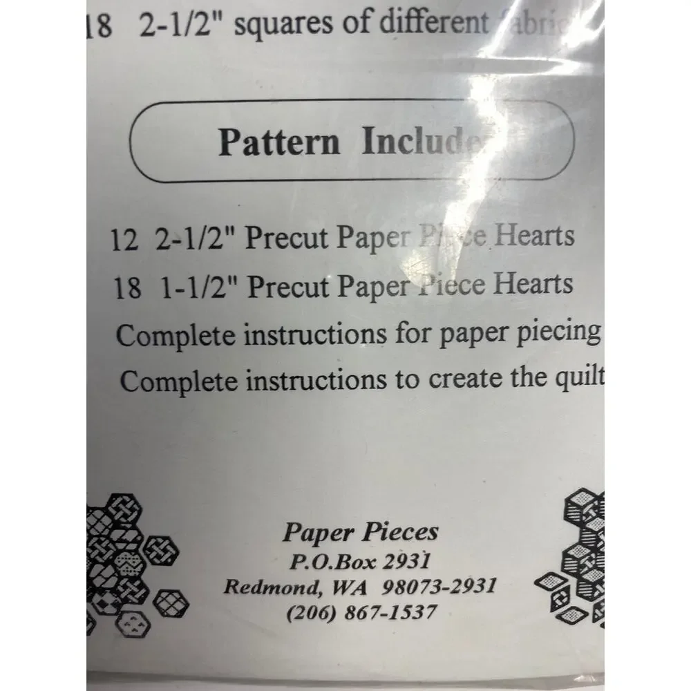 Loving Pieces Quilt Booklet Pattern Pieces Heart Kit Plastic Quilting Templates